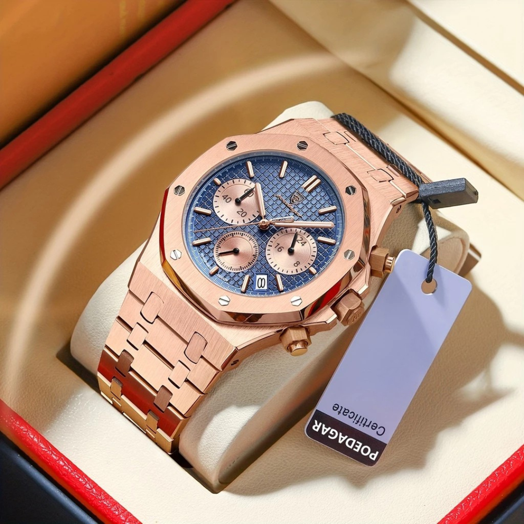 Poedagar Men's Royal King Oak Octagonal Watch