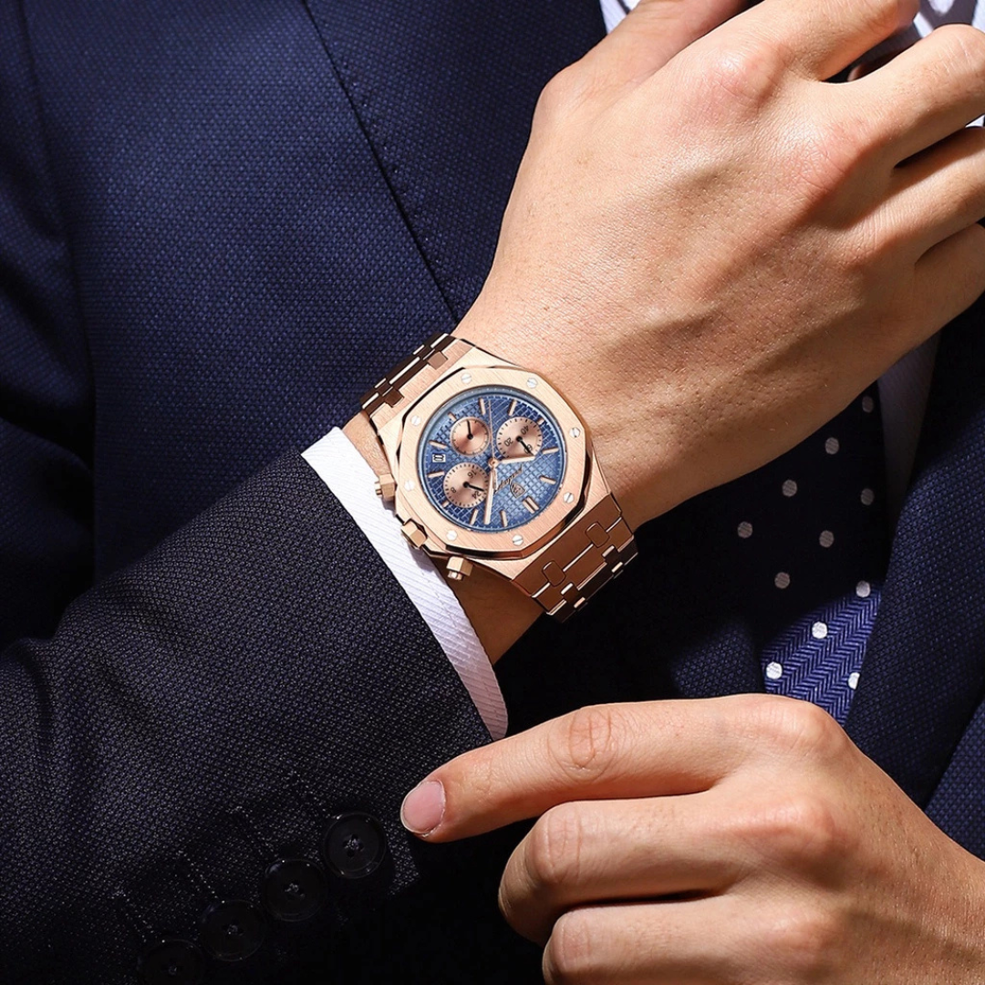 Poedagar Men's Royal King Oak Octagonal Watch