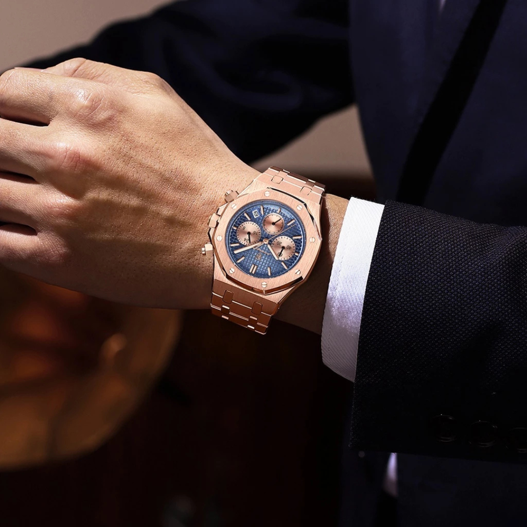 Poedagar Men's Royal King Oak Octagonal Watch