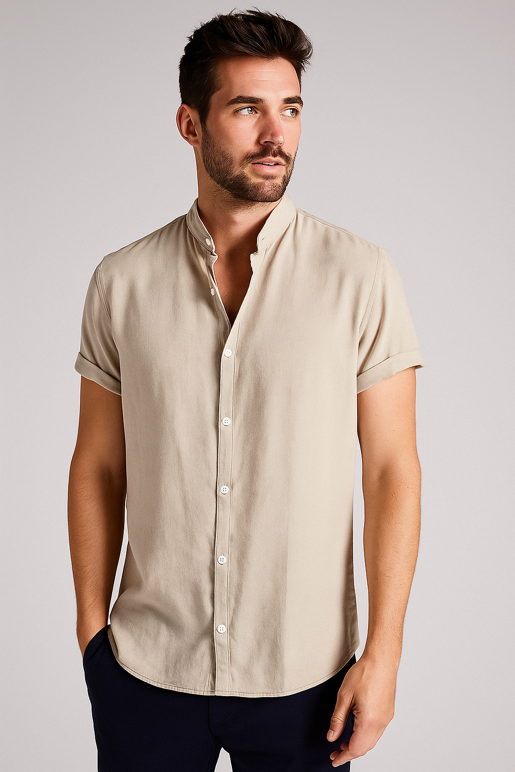 Drakon | Premium Mandarin Collar Short Sleeve Shirt for Men