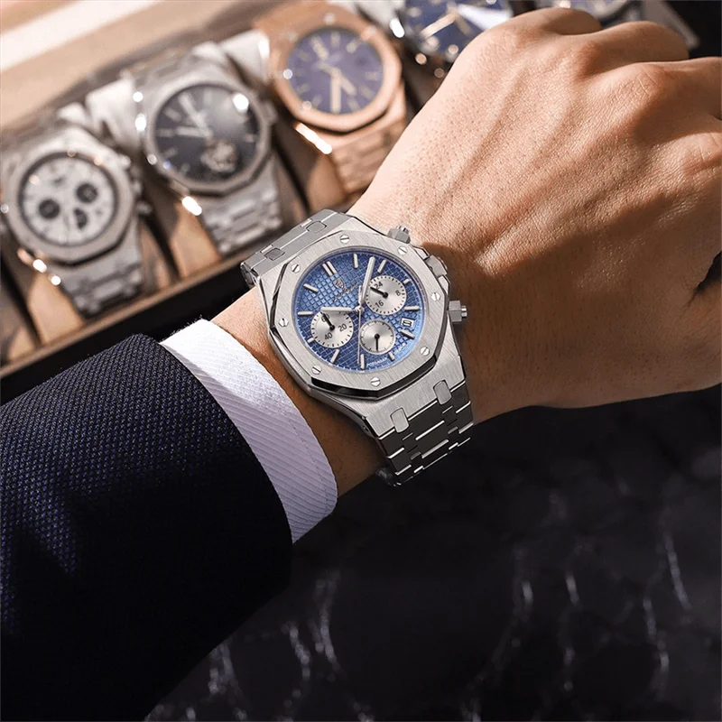 Poedagar Men's Royal King Oak Octagonal Watch