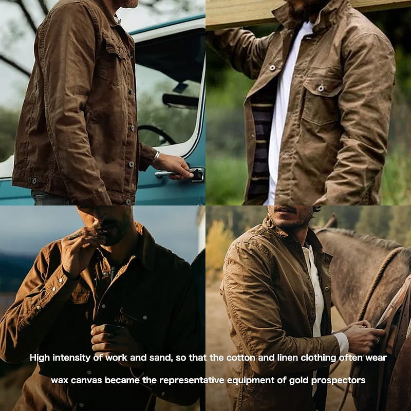 Herren Retro Wachsjacke aus Baumwolle – Robust, Wasserdicht & Im Militärstil