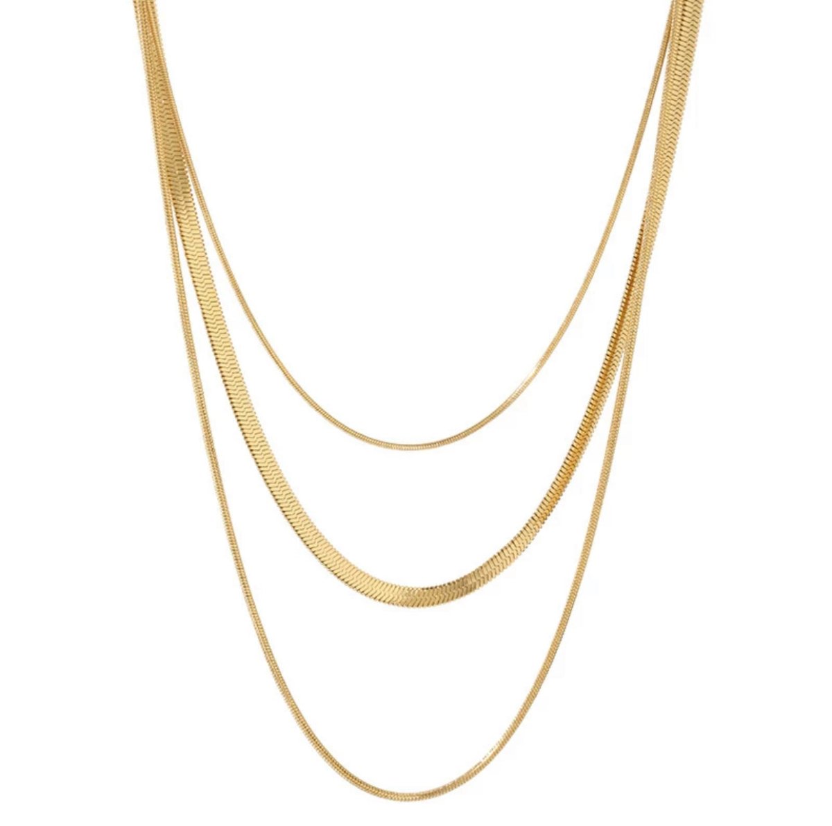 Celina Trio Layered Mesh Necklace, plattiert mit 18 Karat Gold