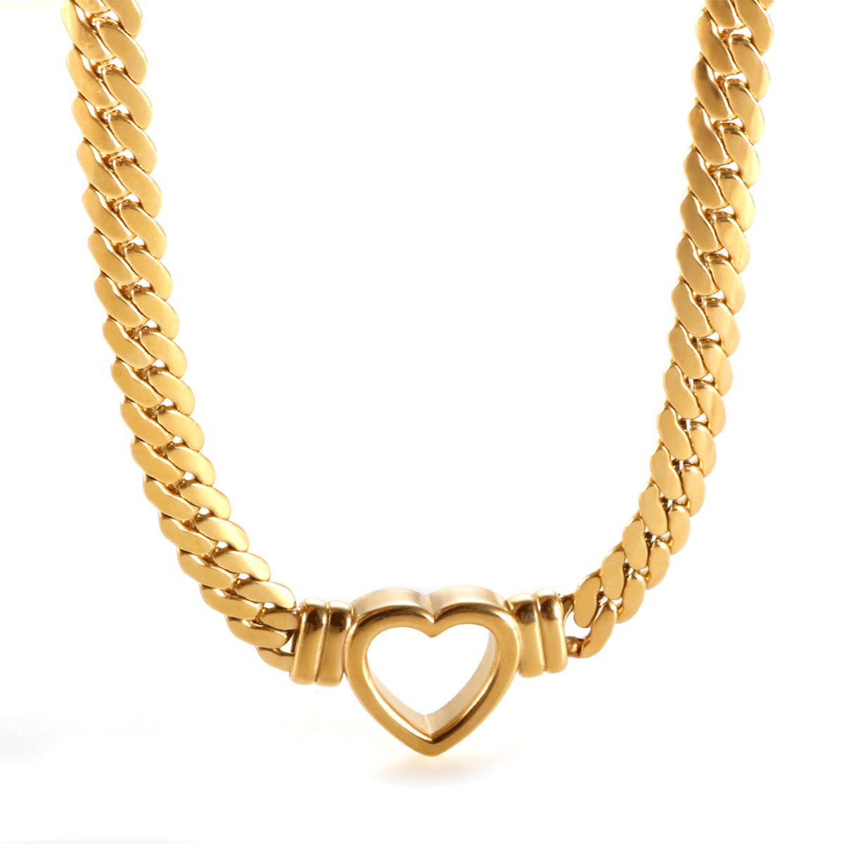 Minimalistische Herz-Choker-Halskette, 18 Karat vergoldet
