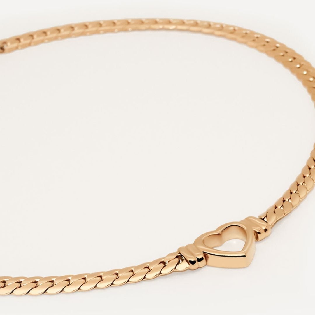 Minimalistische Herz-Choker-Halskette, 18 Karat vergoldet