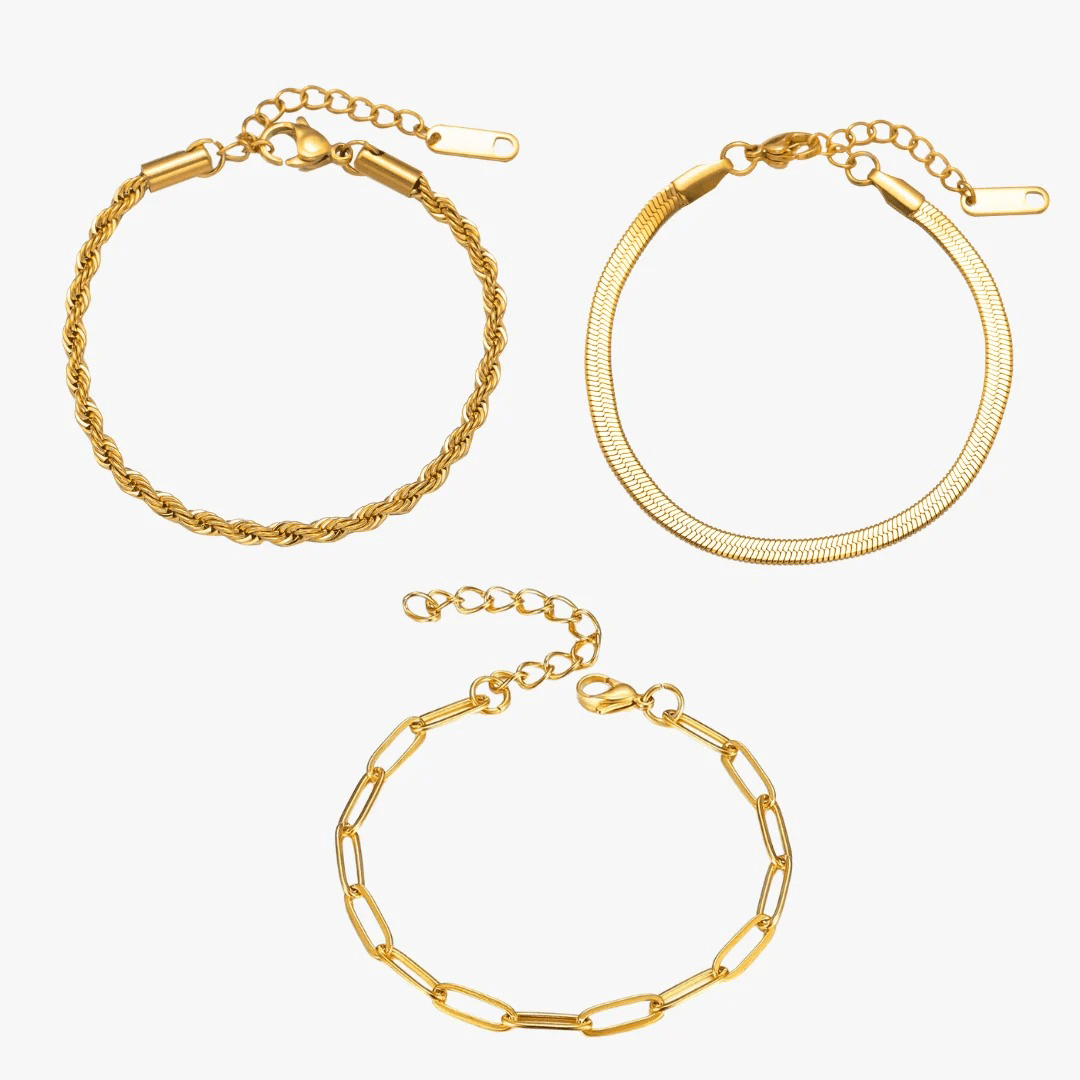 Essential Armbandset, 18 Karat vergoldet
